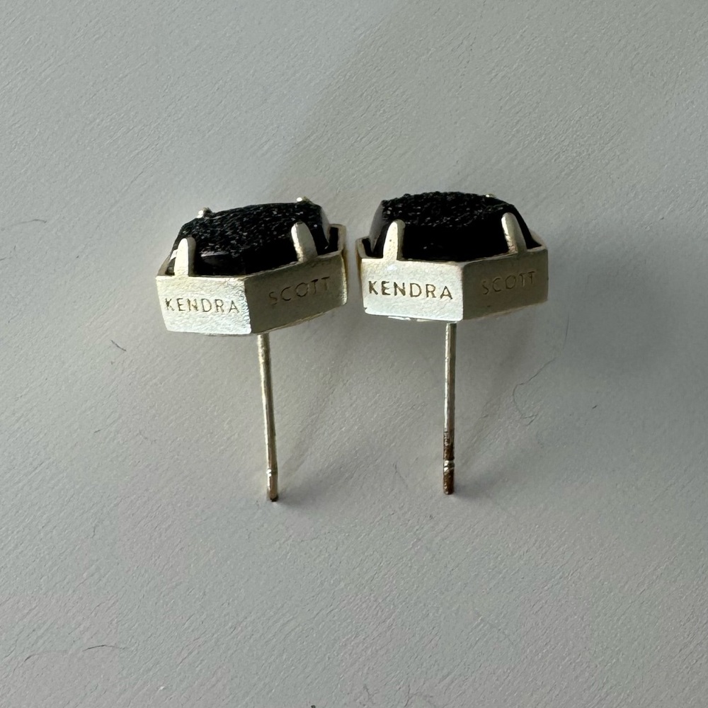 Kendra Scott Black Druzy Logan Stud Earrings | Druzy Crystal Studs - Picture 3 of 3